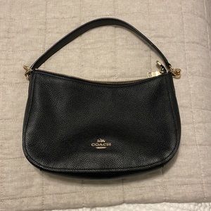 Coach Black Leather Shoulder Bag with Gold Hardware